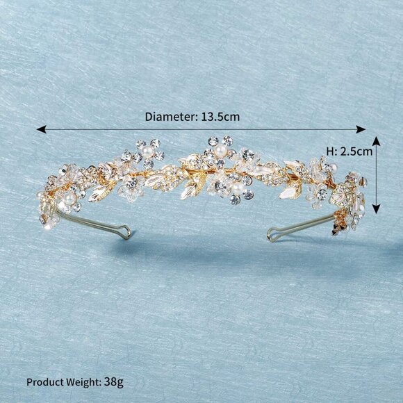 Bridal Rhinestone Headband Gold Hair Jewelry Wedding Accessories main image 4